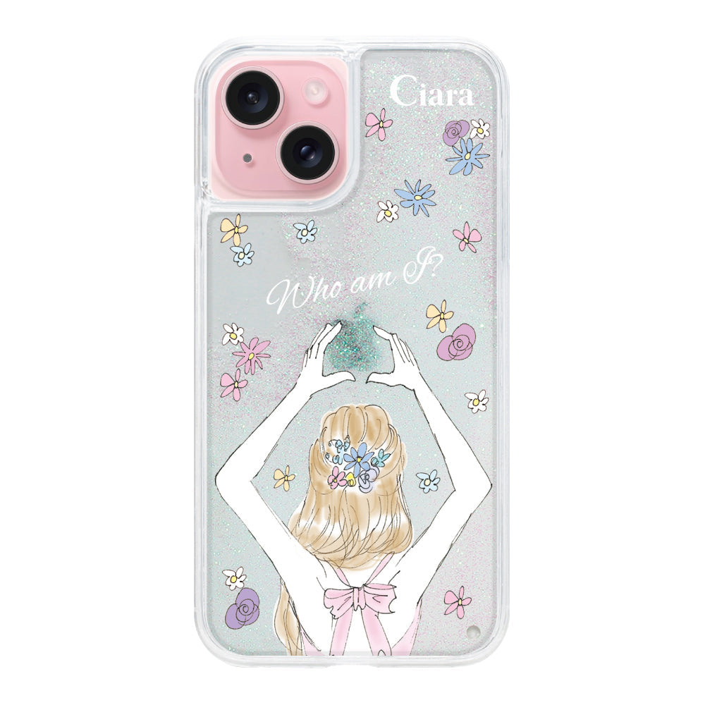 iPhone15ケース グリッター オイルクリアケース バックショット ピンク