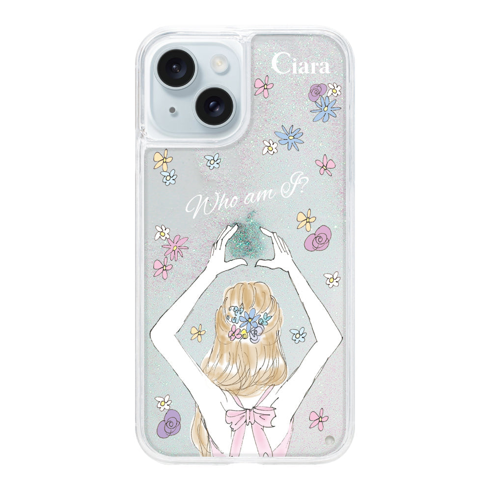 iPhone15Plusケース グリッター オイルクリアケース バックショット ピンク