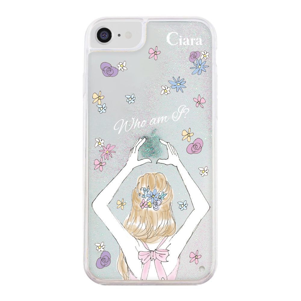 iPhoneSE2/SE3ケース グリッター オイルクリアケース バックショット ピンク