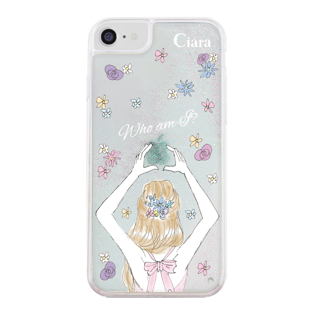 iPhoneSE2/SE3 グリッター オイルクリアケース バックショット ピンク