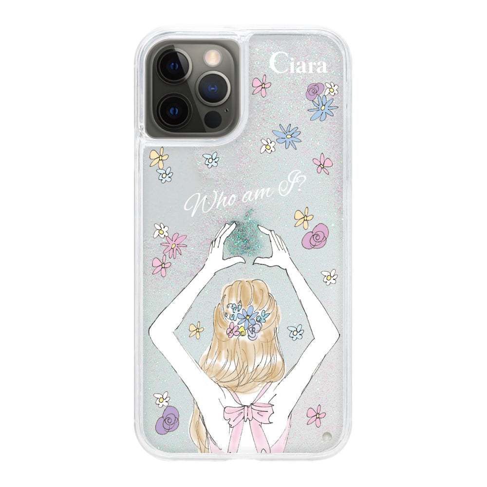 iPhoneX/XSケース グリッター オイルクリアケース バックショット ピンク