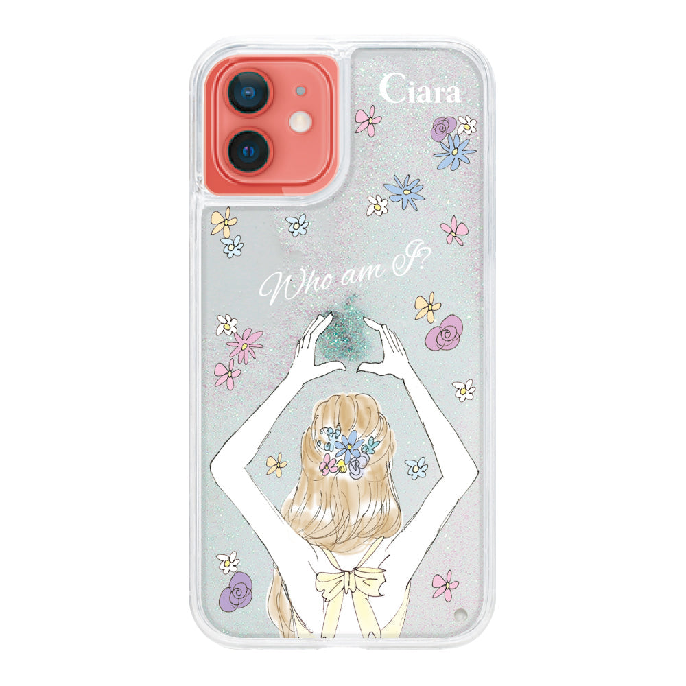 iPhone11ケース グリッター オイルクリアケース バックショット イエロー
