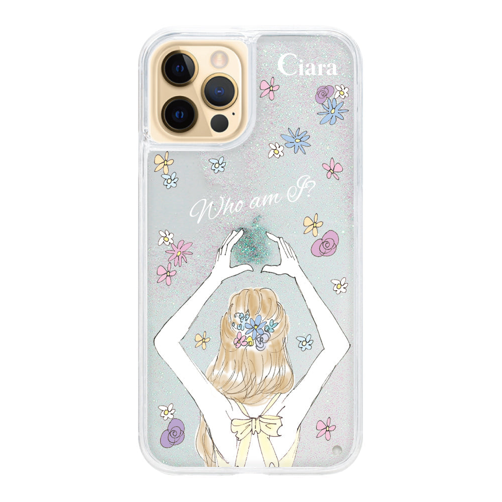 iPhone11ProMaxケース グリッター オイルクリアケース バックショット イエロー