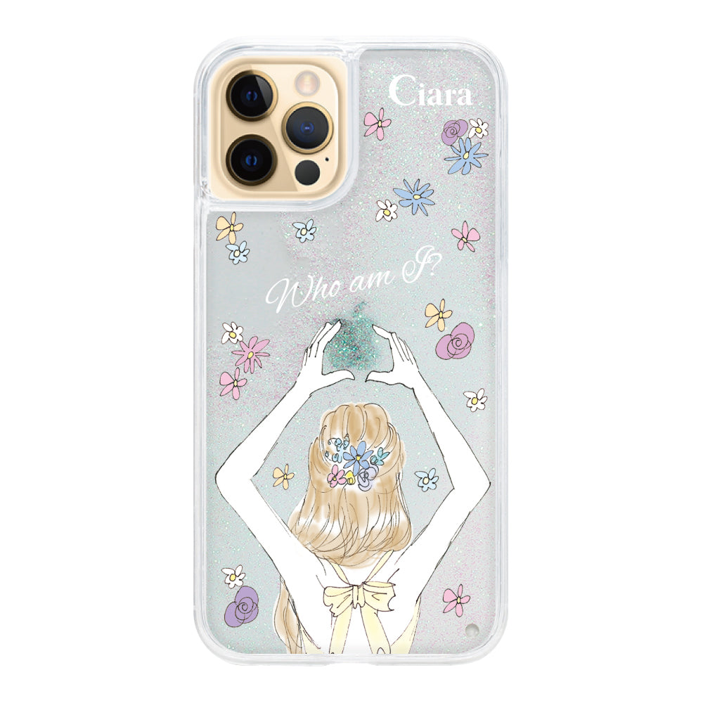 iPhone11ProMax グリッター オイルクリアケース バックショット イエロー