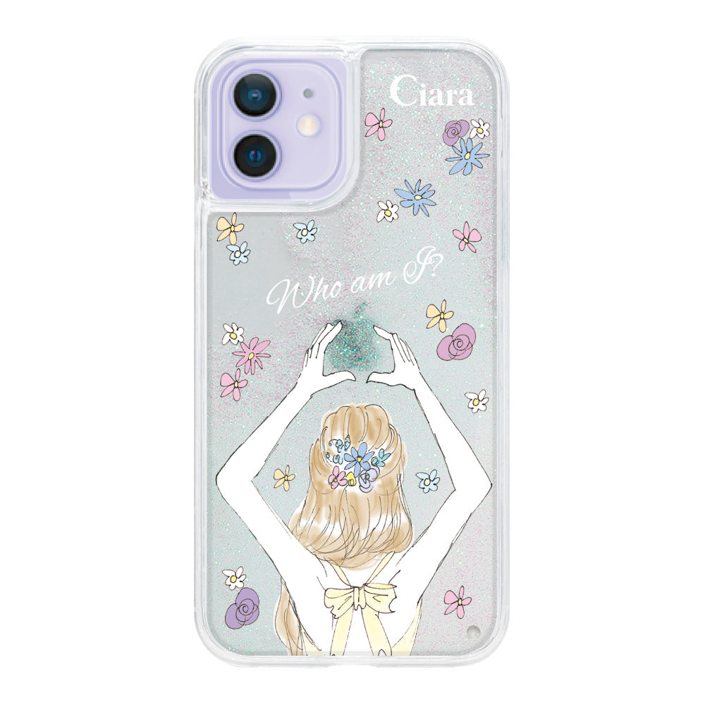 iPhone12/12Proケース グリッター オイルクリアケース バックショット イエロー