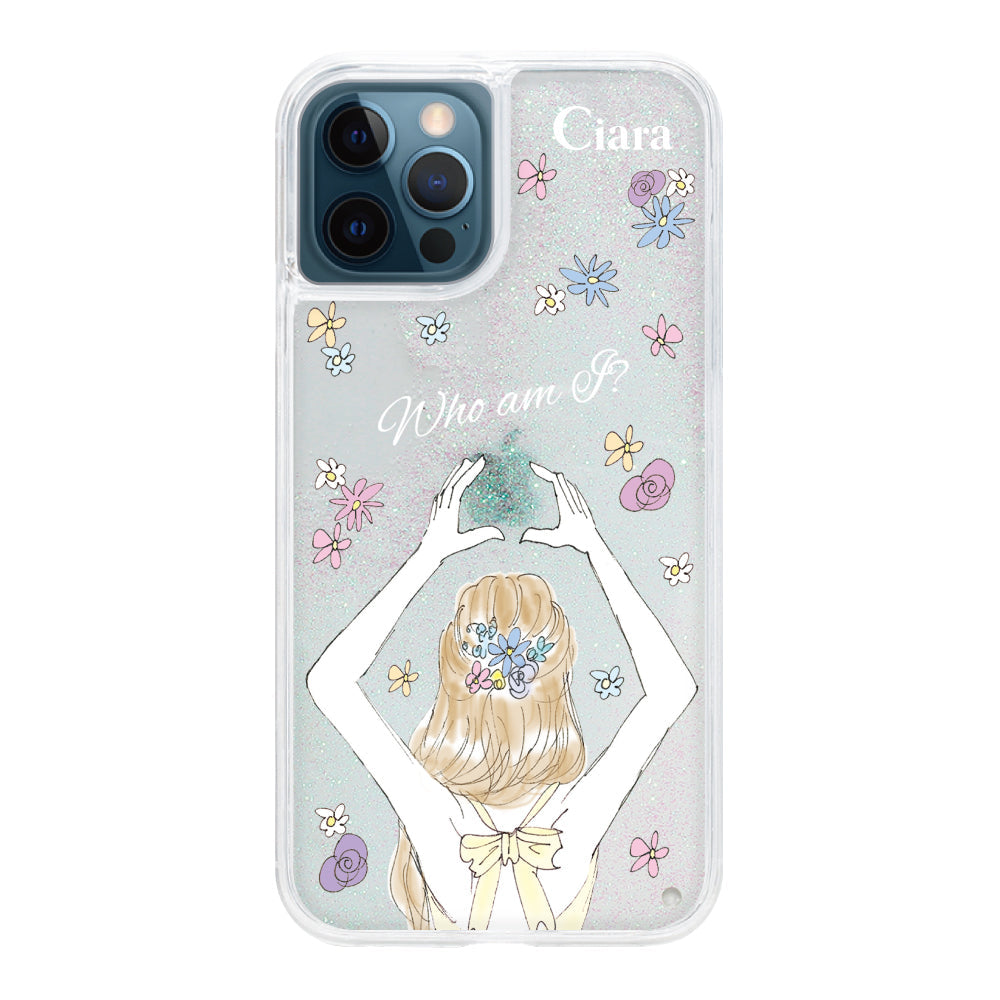 iPhone12ProMaxケース グリッター オイルクリアケース バックショット イエロー