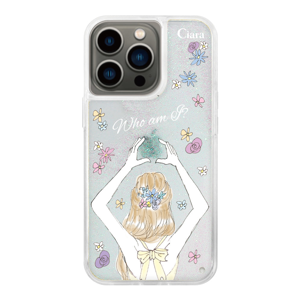 iPhone13Proケース グリッター オイルクリアケース バックショット イエロー