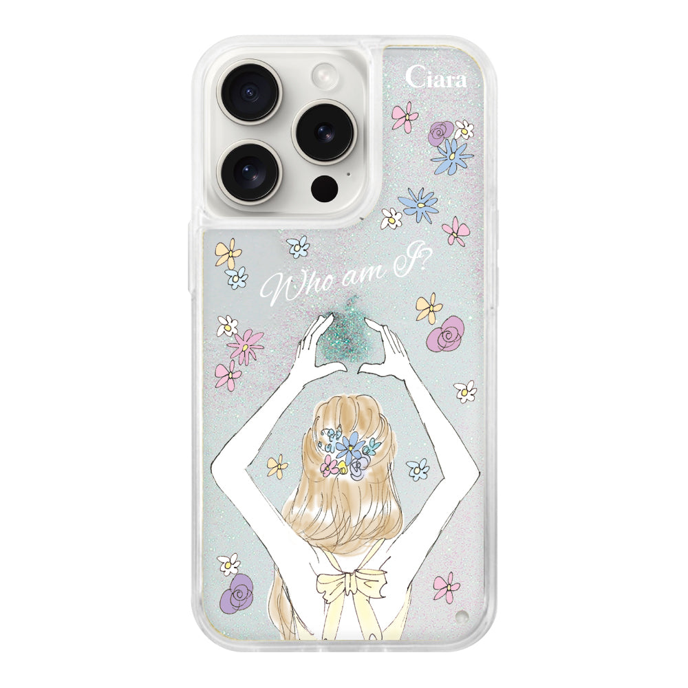 iPhone15ProMaxケース グリッター オイルクリアケース バックショット イエロー