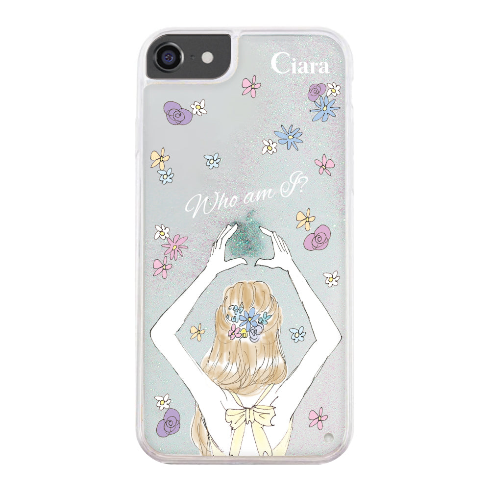 iPhone6/7/8ケース グリッター オイルクリアケース バックショット イエロー