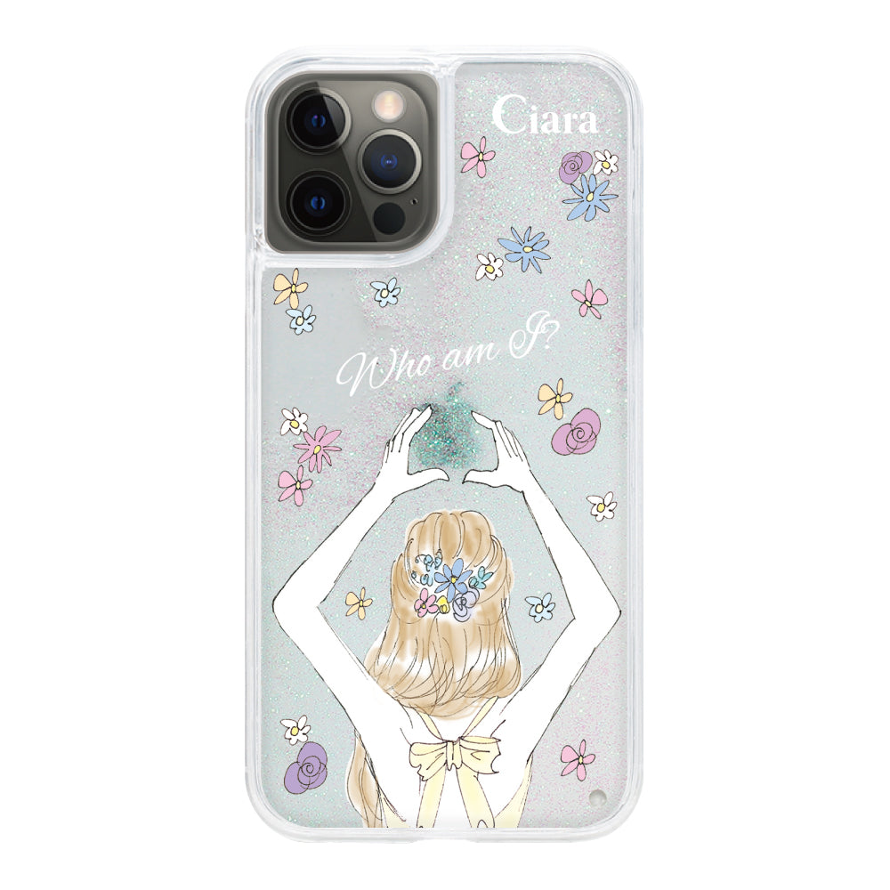 iPhoneX/XSケース グリッター オイルクリアケース バックショット イエロー