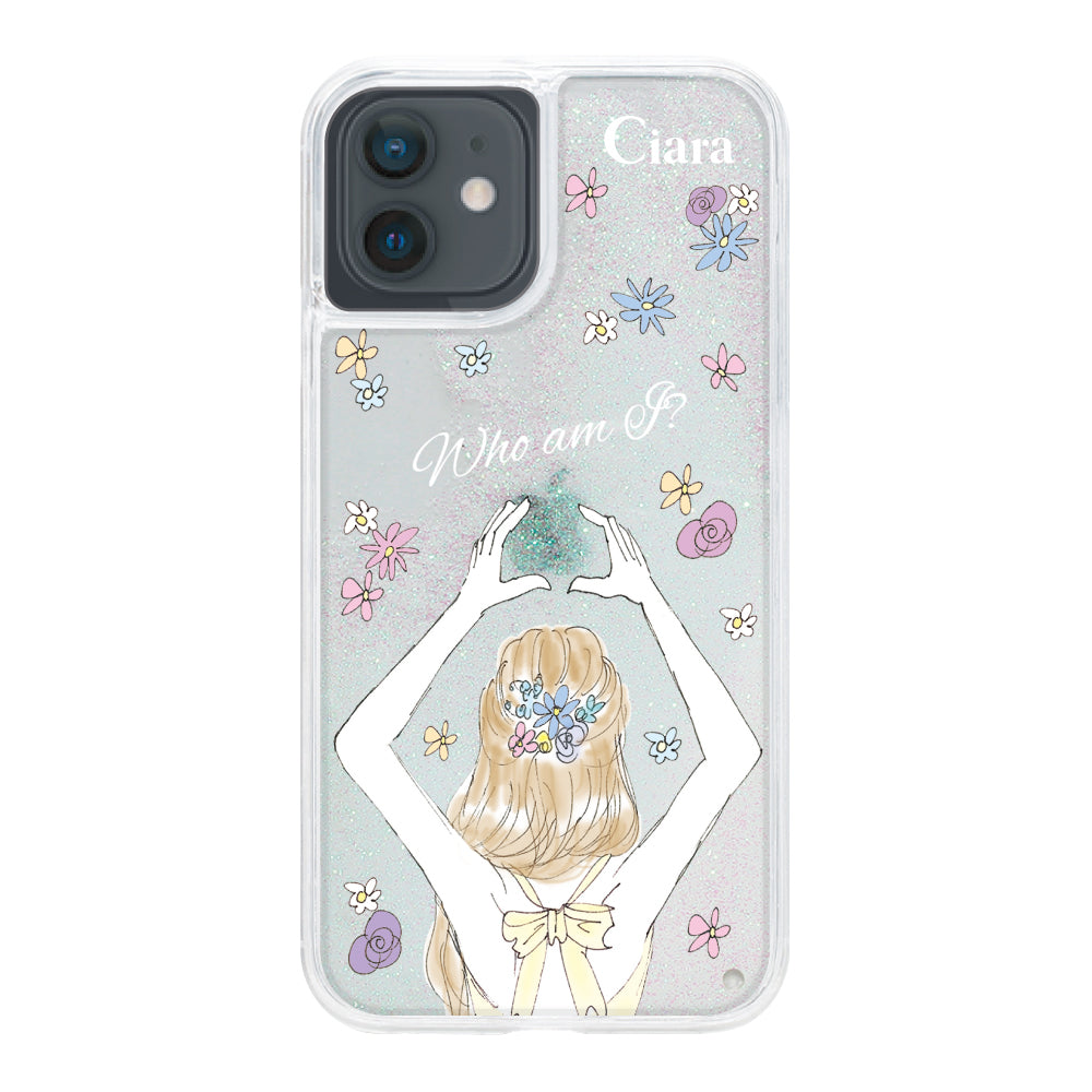 iPhoneXRケース グリッター オイルクリアケース バックショット イエロー