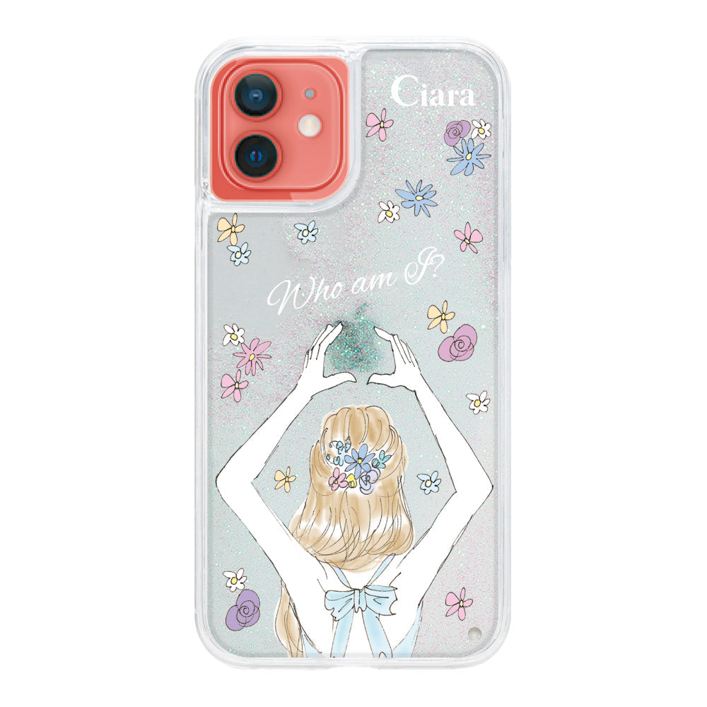 iPhone11ケース グリッター オイルクリアケース バックショット ブルー