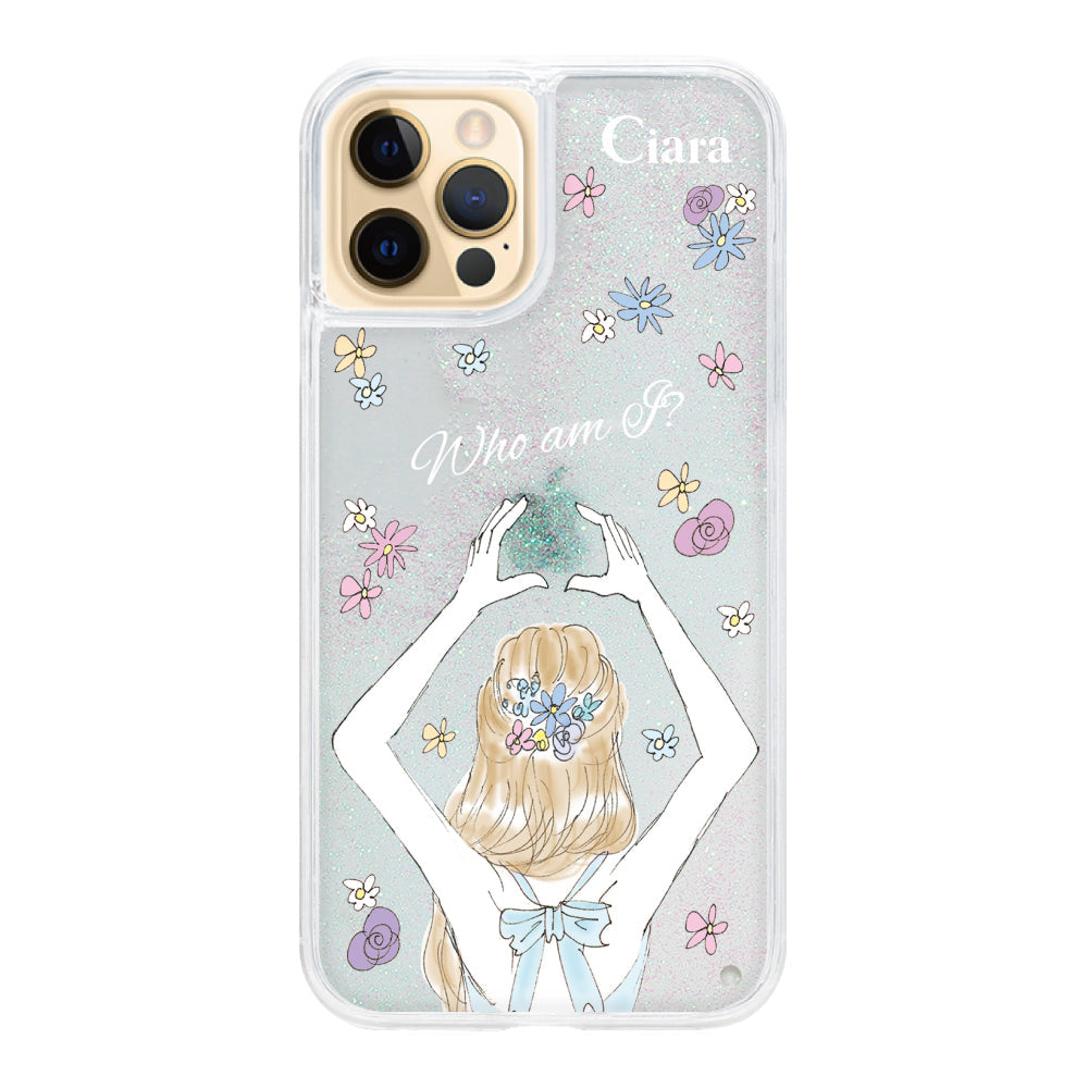 iPhone11ProMaxケース グリッター オイルクリアケース バックショット ブルー