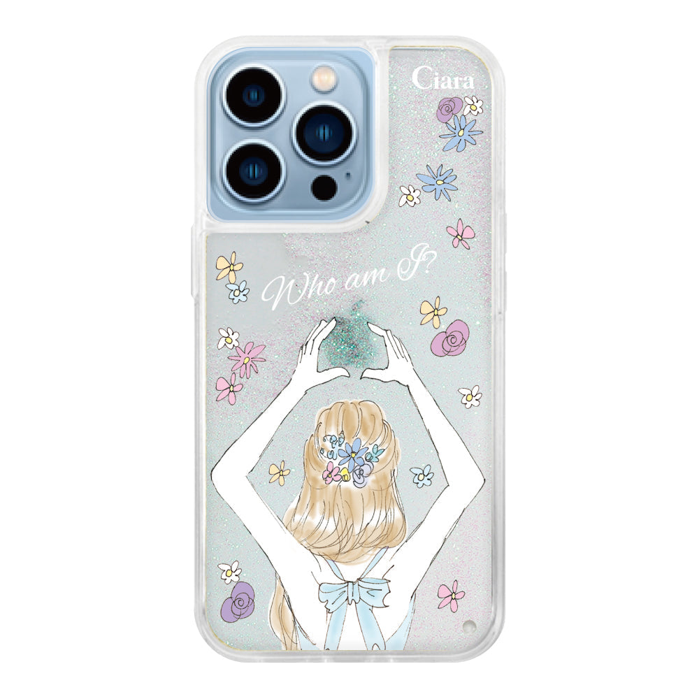 iPhone13ProMaxケース グリッター オイルクリアケース バックショット ブルー