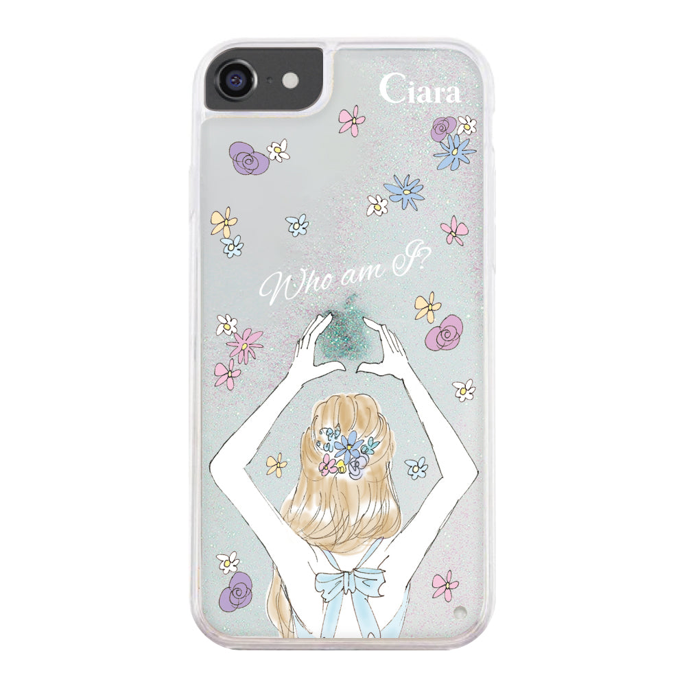 iPhone6/7/8ケース グリッター オイルクリアケース バックショット ブルー