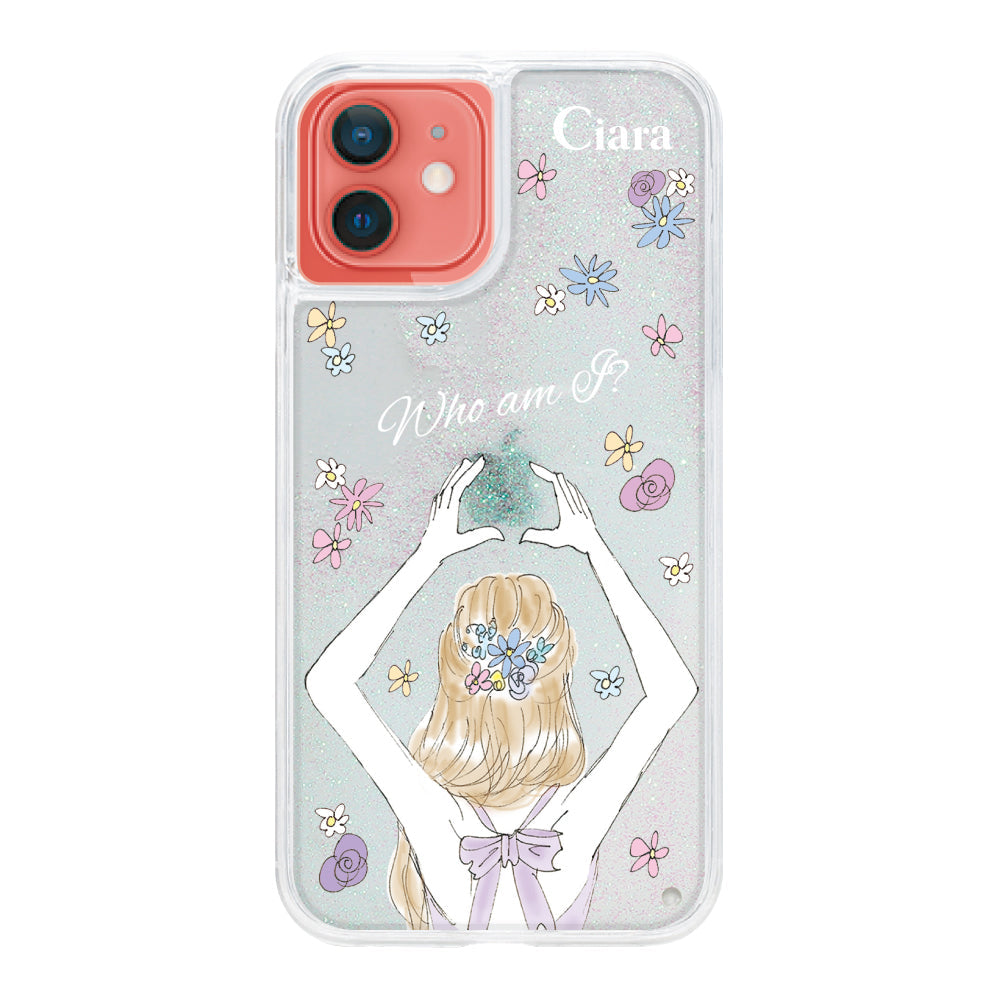 iPhone11ケース グリッター オイルクリアケース バックショット パープル