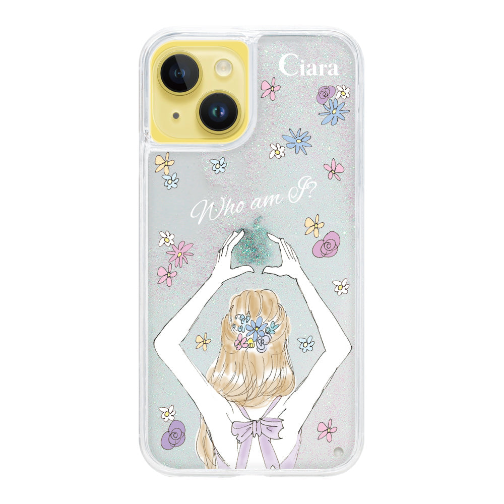 iPhone14Plusケース グリッター オイルクリアケース バックショット パープル