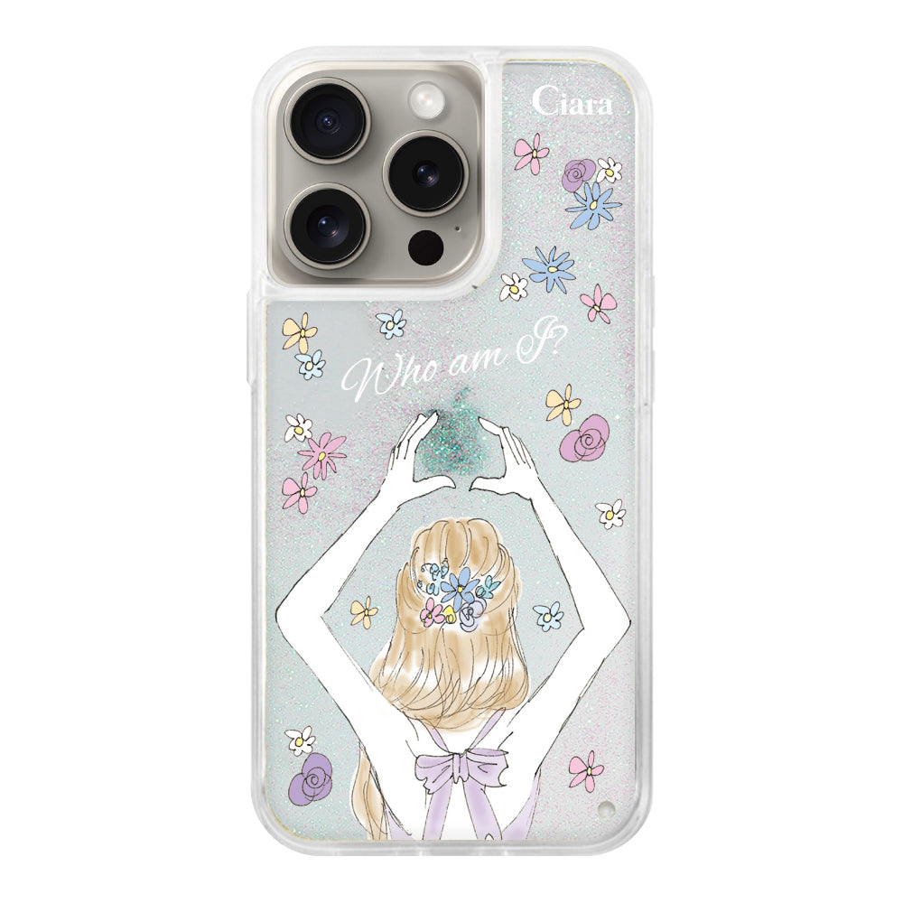 iPhone15Proケース グリッター オイルクリアケース バックショット パープル