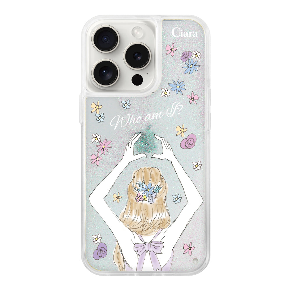 iPhone15ProMaxケース グリッター オイルクリアケース バックショット パープル