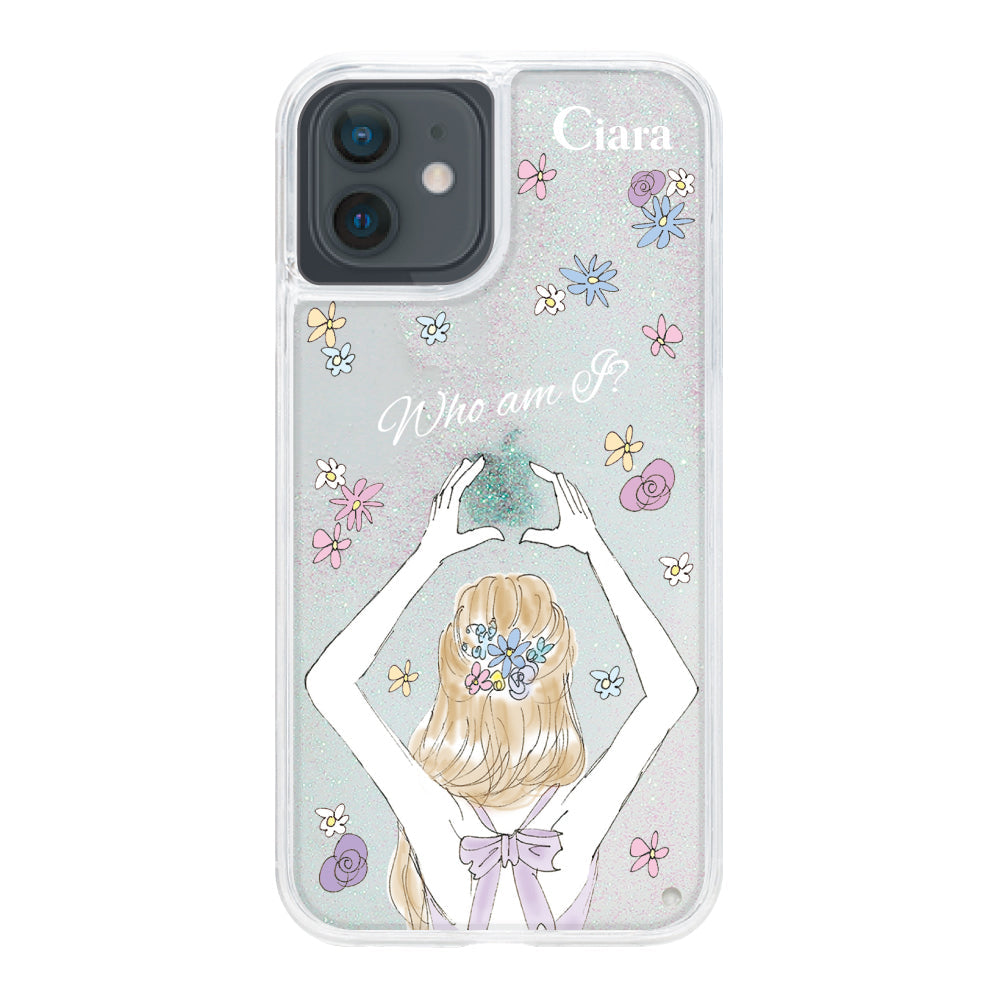 iPhoneXRケース グリッター オイルクリアケース バックショット パープル