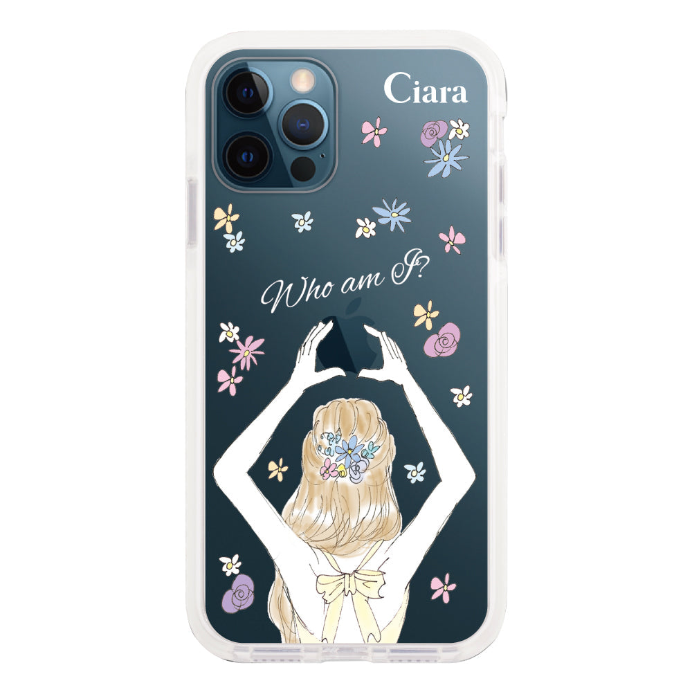 iPhone12ProMaxケース クッションバンパー 耐衝撃クリアケース バックショット イエロー