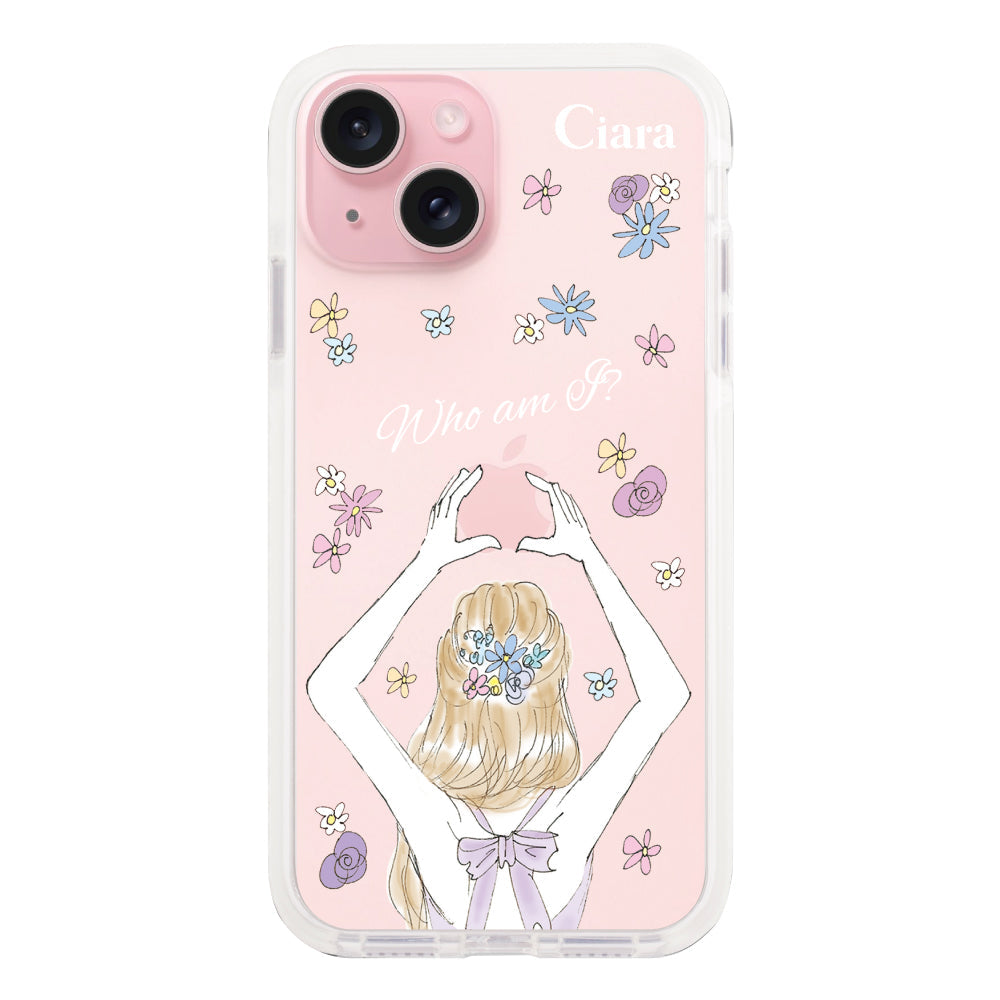 iPhone15ケース クッションバンパー 耐衝撃クリアケース バックショット パープル