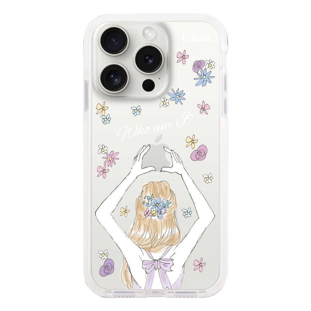 iPhone15ProMaxケース クッションバンパー 耐衝撃クリアケース バックショット パープル