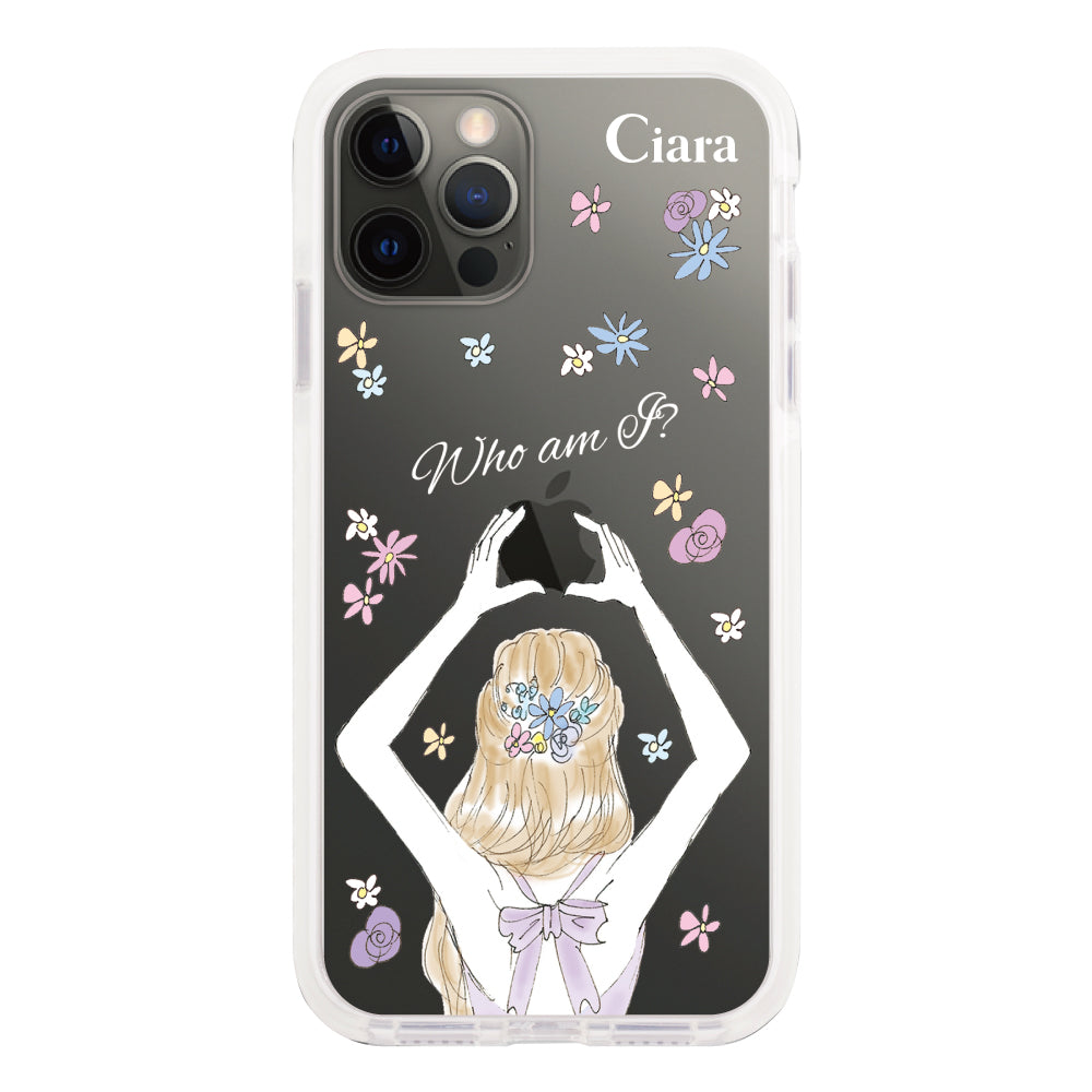 iPhoneX/XSケース クッションバンパー 耐衝撃クリアケース バックショット パープル