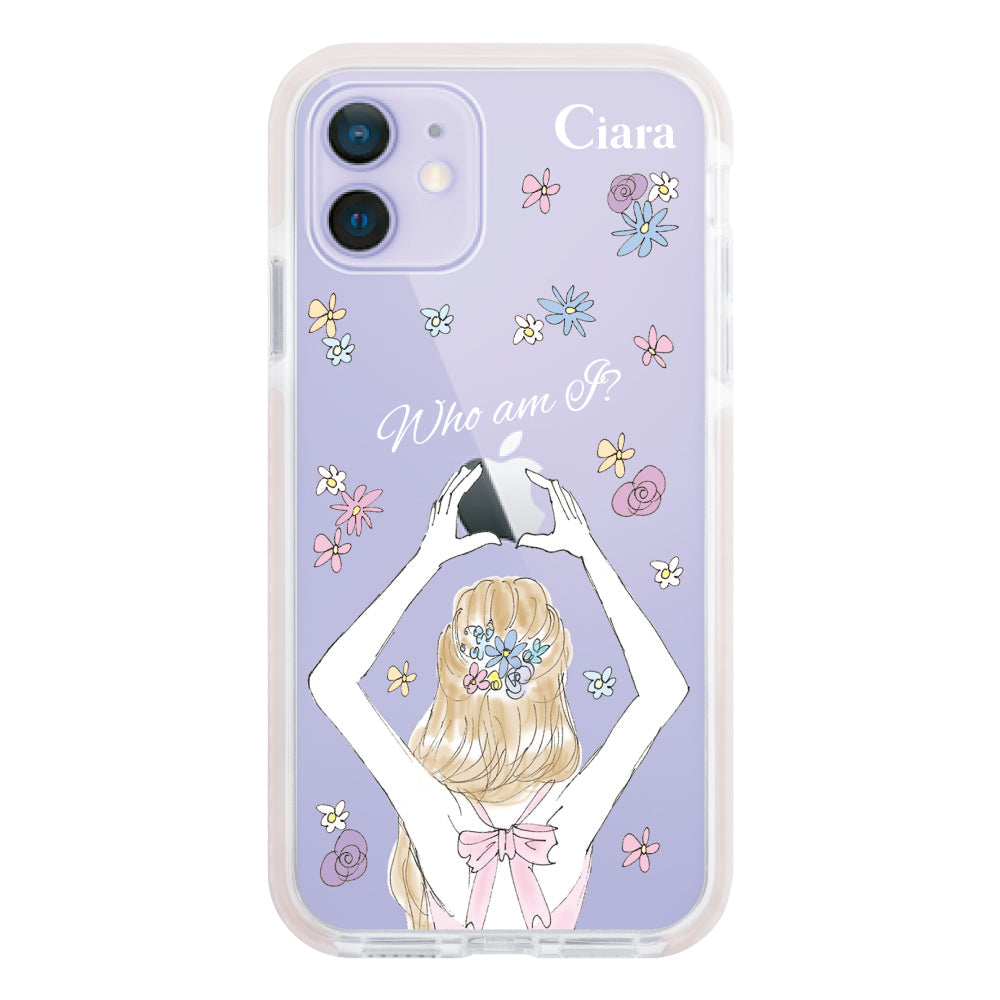 iPhone12/12Proケース クッションバンパー 耐衝撃クリアケース バックショット ピンク