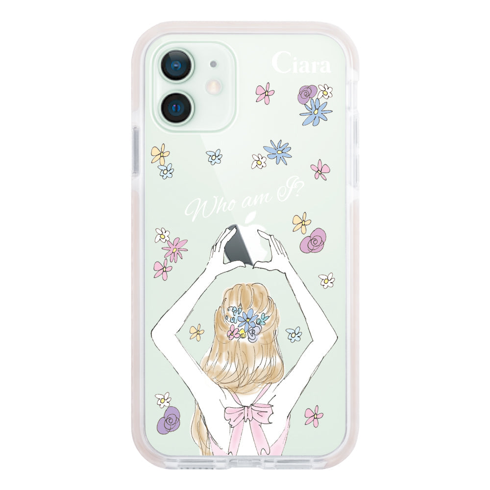 iPhone12miniケース クッションバンパー 耐衝撃クリアケース バックショット ピンク