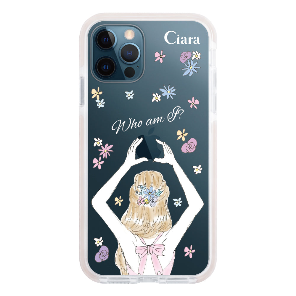 iPhone12ProMaxケース クッションバンパー 耐衝撃クリアケース バックショット ピンク
