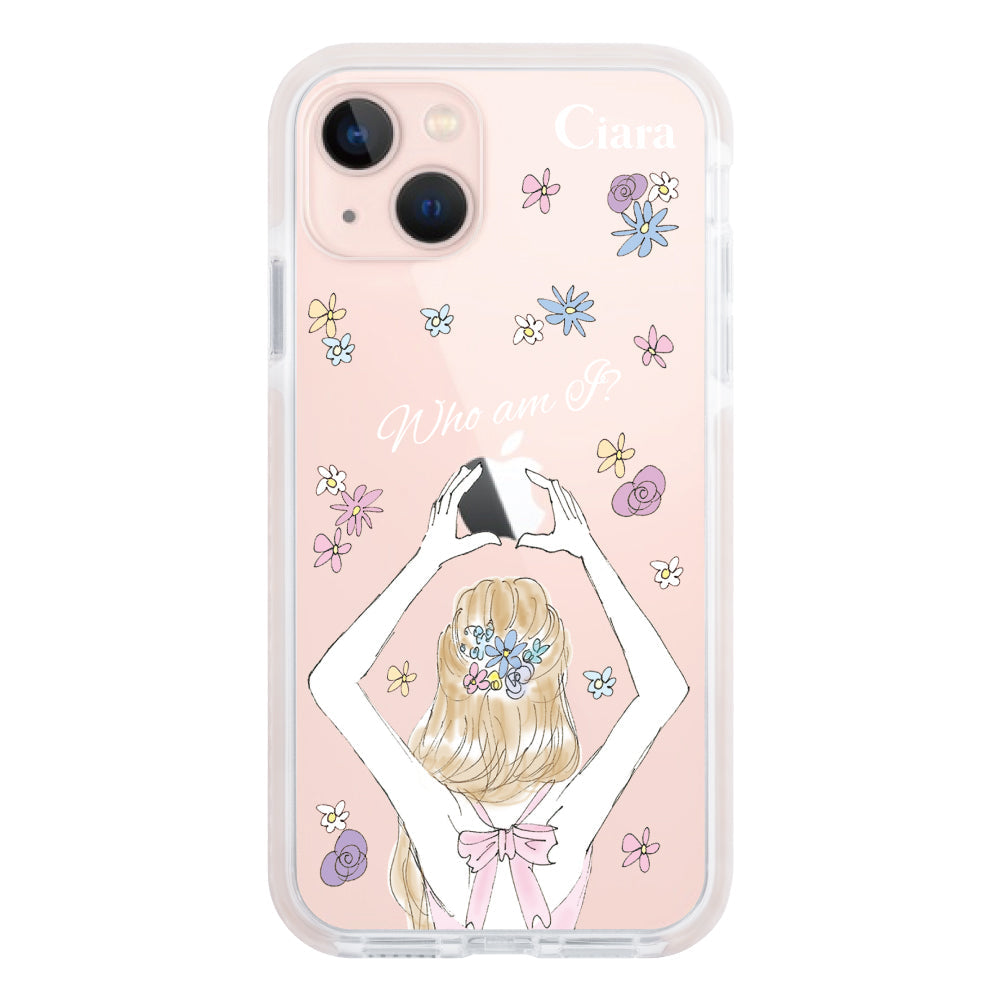 iPhone13ケース クッションバンパー 耐衝撃クリアケース バックショット ピンク