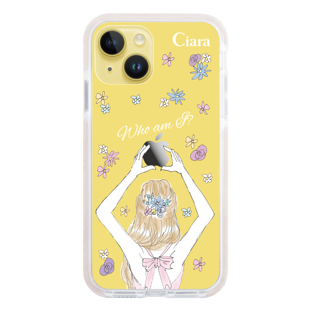 iPhone14Plusケース クッションバンパー 耐衝撃クリアケース バックショット ピンク