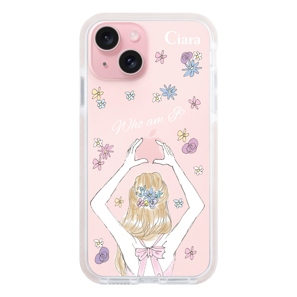 iPhone15ケース クッションバンパー 耐衝撃クリアケース バックショット ピンク