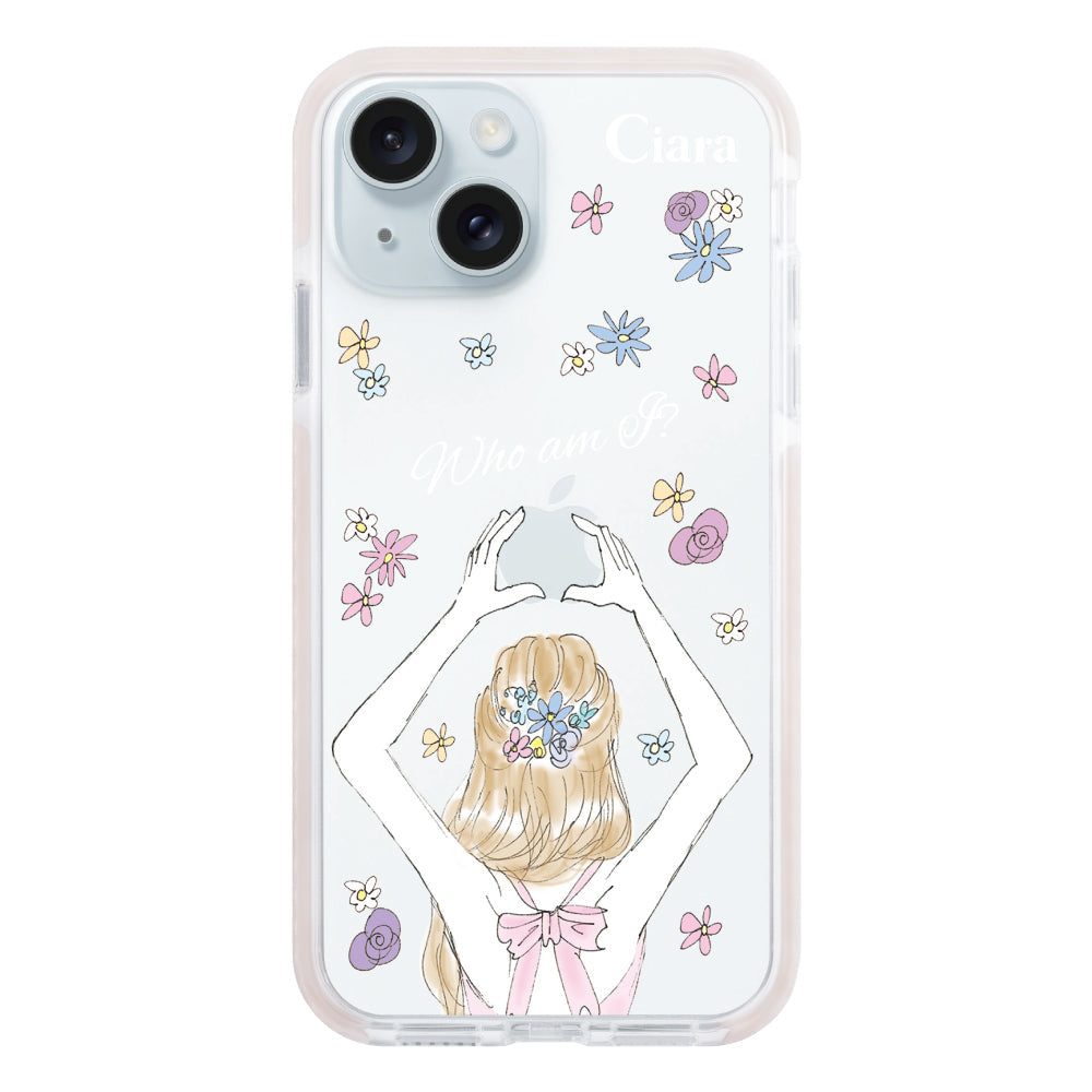 iPhone15Plusケース クッションバンパー 耐衝撃クリアケース バックショット ピンク