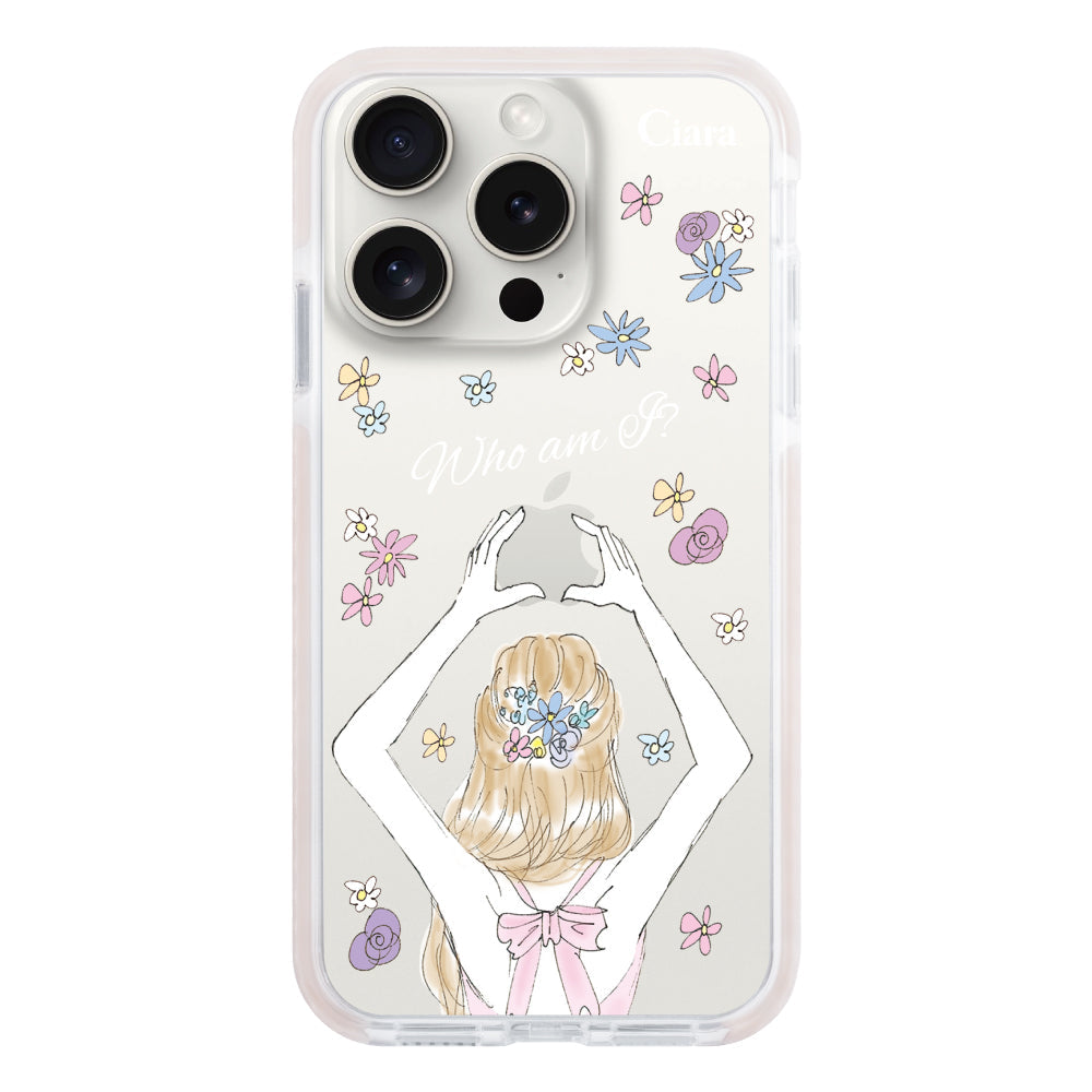 iPhone15ProMaxケース クッションバンパー 耐衝撃クリアケース バックショット ピンク