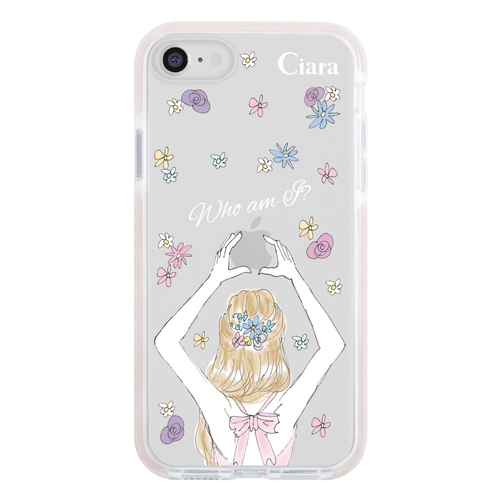 iPhone7Plus/8Plusケース クッションバンパー 耐衝撃クリアケース バックショット ピンク