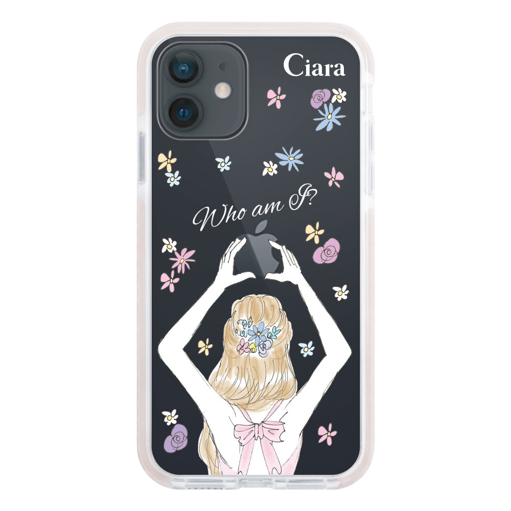 iPhoneXRケース クッションバンパー 耐衝撃クリアケース バックショット ピンク