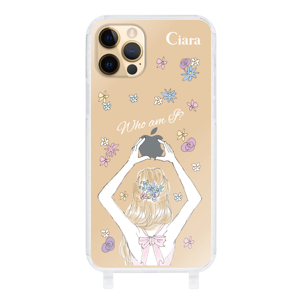 iPhone11Proケース ストラップクリアケース バックショット ピンク