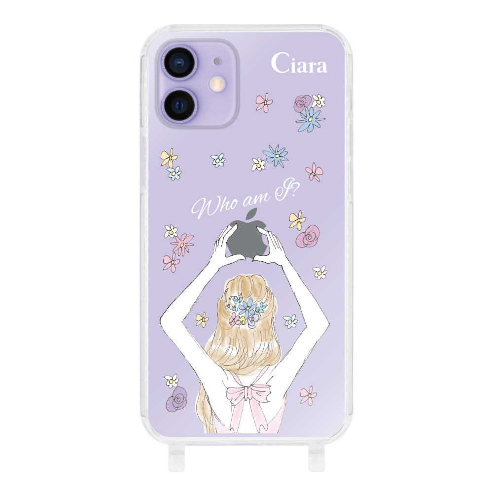 iPhone12/12Proケース ストラップクリアケース バックショット ピンク