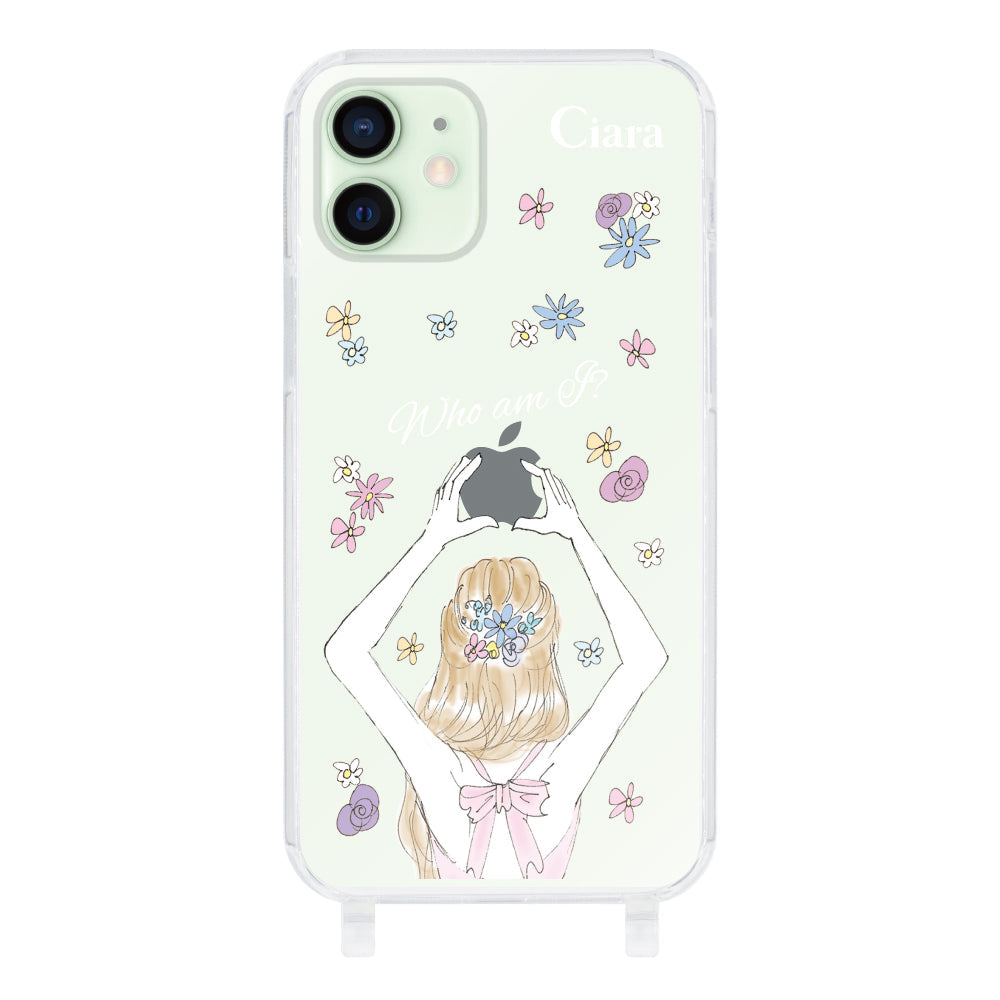 iPhone12miniケース ストラップクリアケース バックショット ピンク