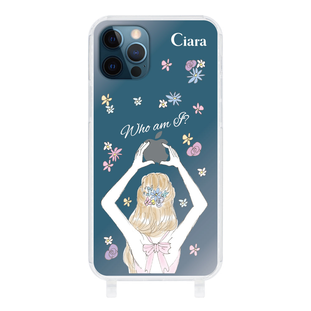 iPhone12ProMaxケース ストラップクリアケース バックショット ピンク