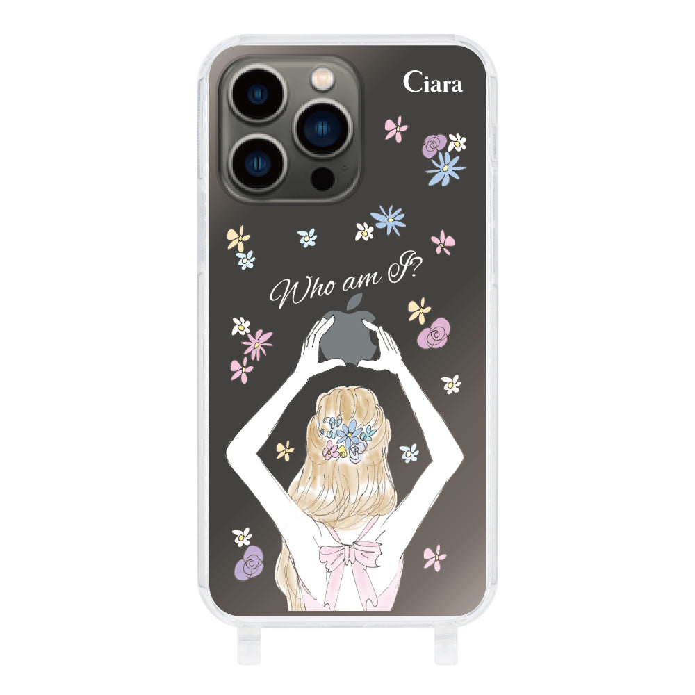 iPhone13Proケース ストラップクリアケース バックショット ピンク