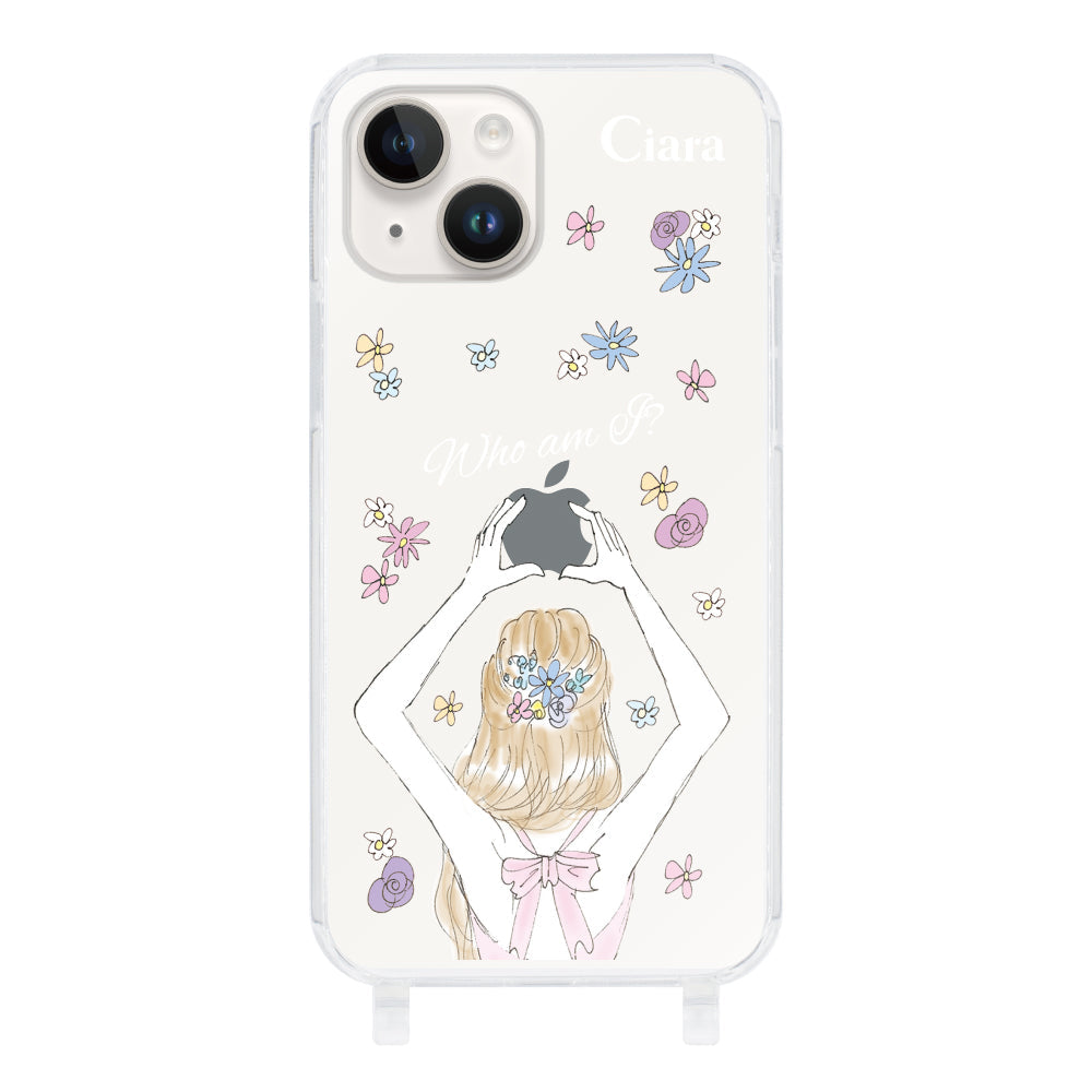 iPhone14ケース ストラップクリアケース バックショット ピンク