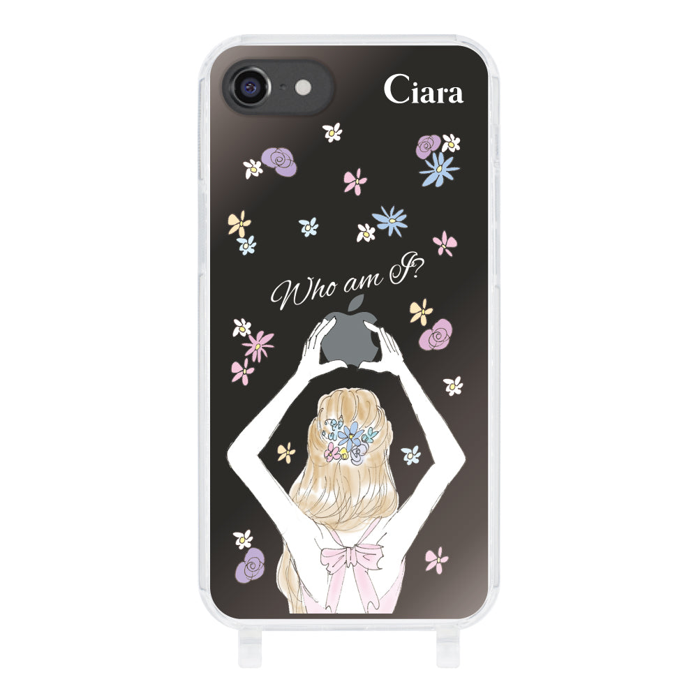 iPhone7/8ケース ストラップクリアケース バックショット ピンク