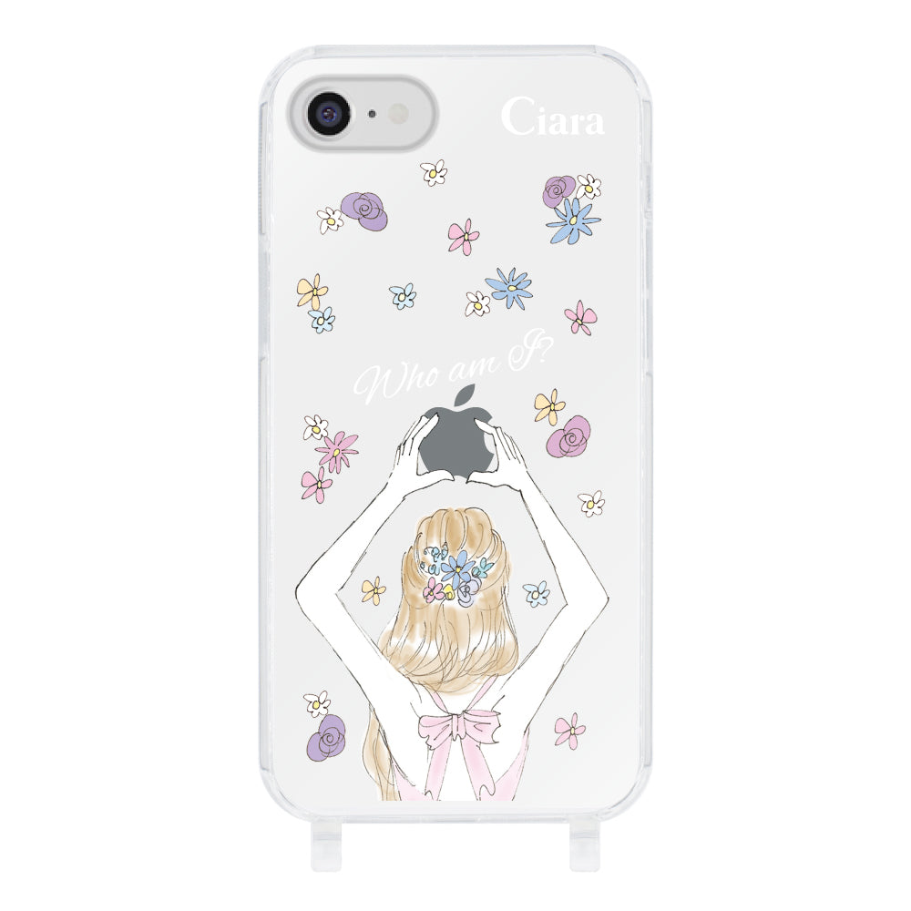 iPhoneSE2/SE3ケース ストラップクリアケース バックショット ピンク