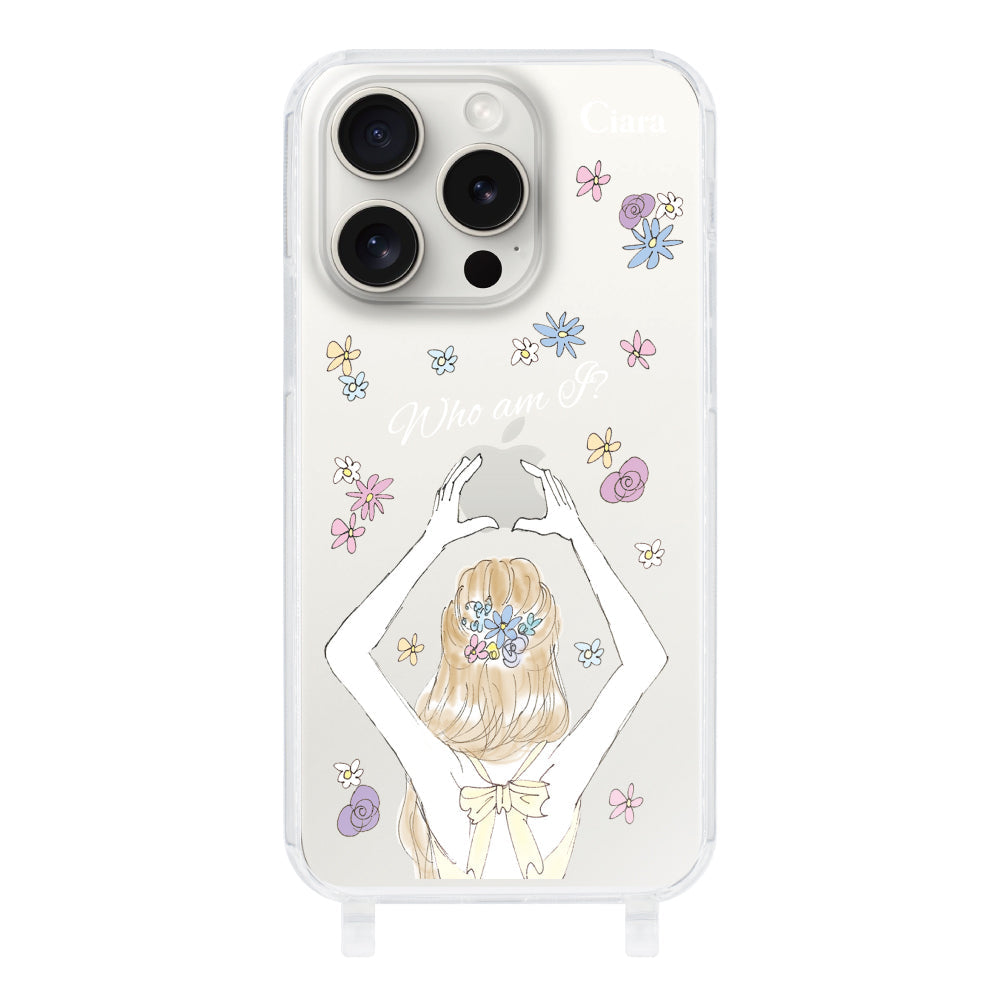 iPhone15ProMaxケース ストラップクリアケース バックショット イエロー