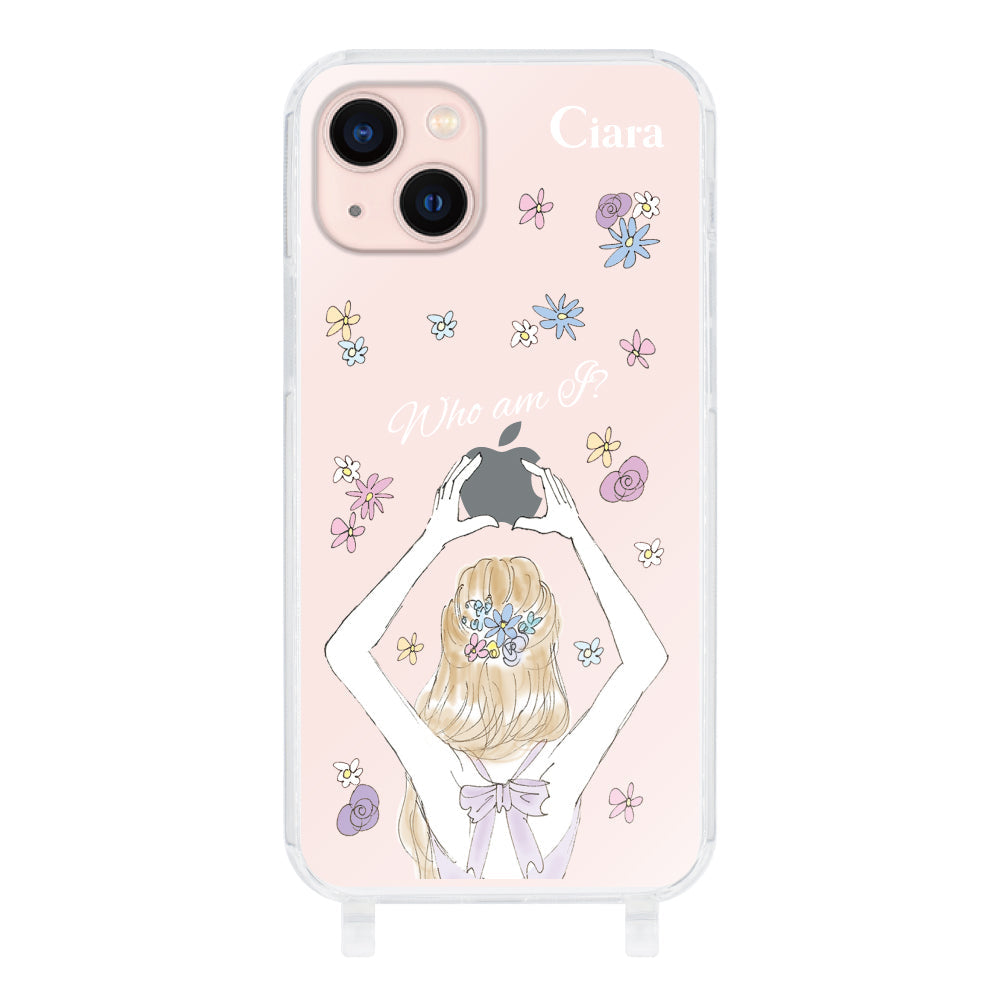 iPhone13ケース ストラップクリアケース バックショット パープル