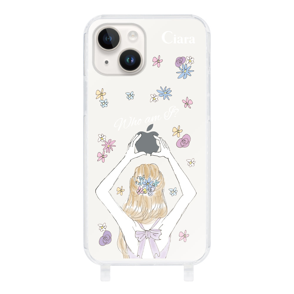 iPhone14ケース ストラップクリアケース バックショット パープル