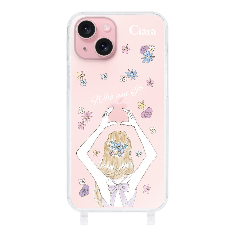 iPhone15ケース ストラップクリアケース バックショット パープル